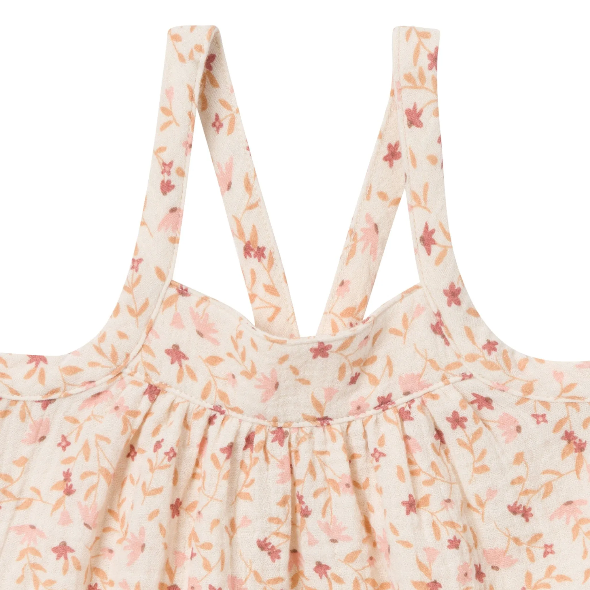 2-Piece Infant & Toddler Girls Beige Vine Floral Cropped Pants Set