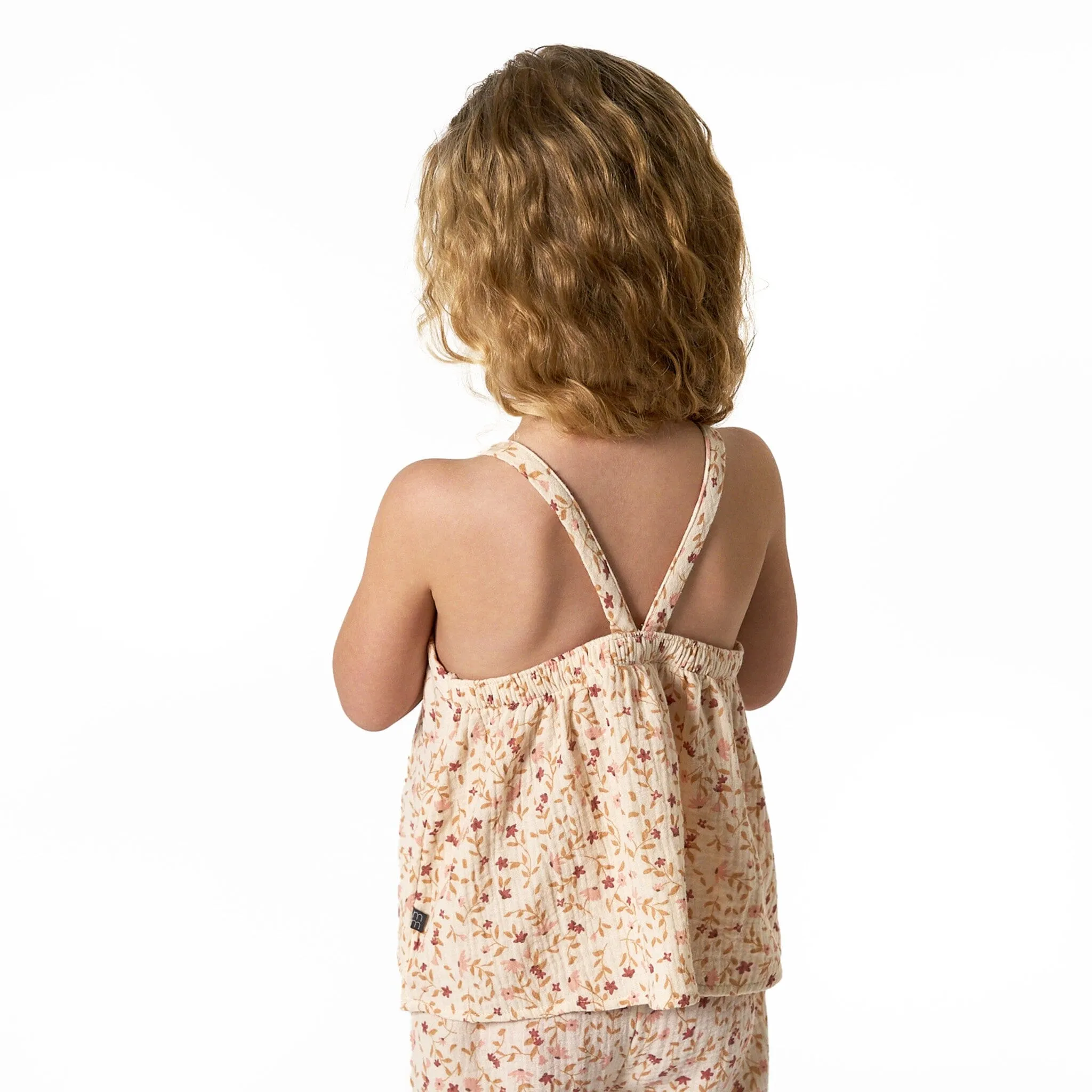 2-Piece Infant & Toddler Girls Beige Vine Floral Cropped Pants Set