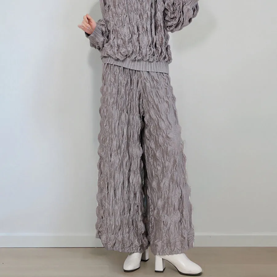 2025 Design wide-leg pants drooping long pants women's autumn new glutinous rice pants loose straight pants black pleated pants