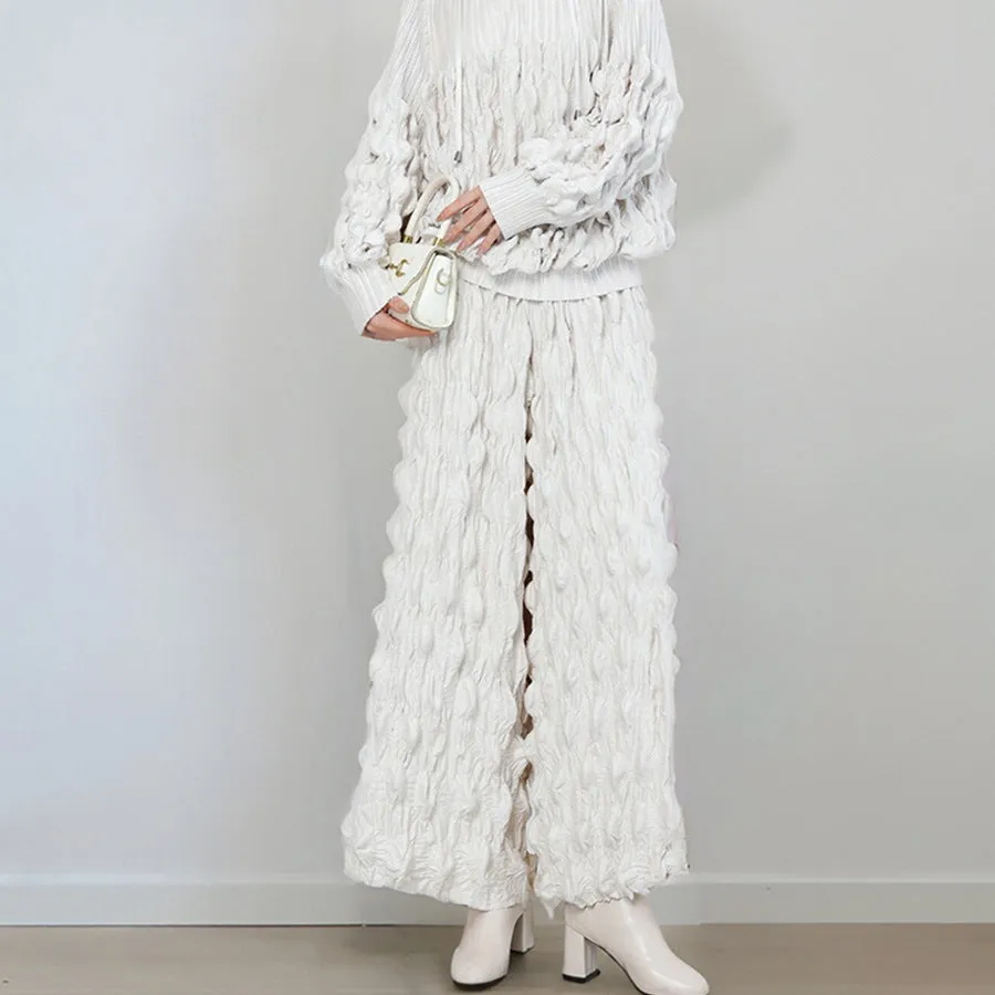 2025 Design wide-leg pants drooping long pants women's autumn new glutinous rice pants loose straight pants black pleated pants