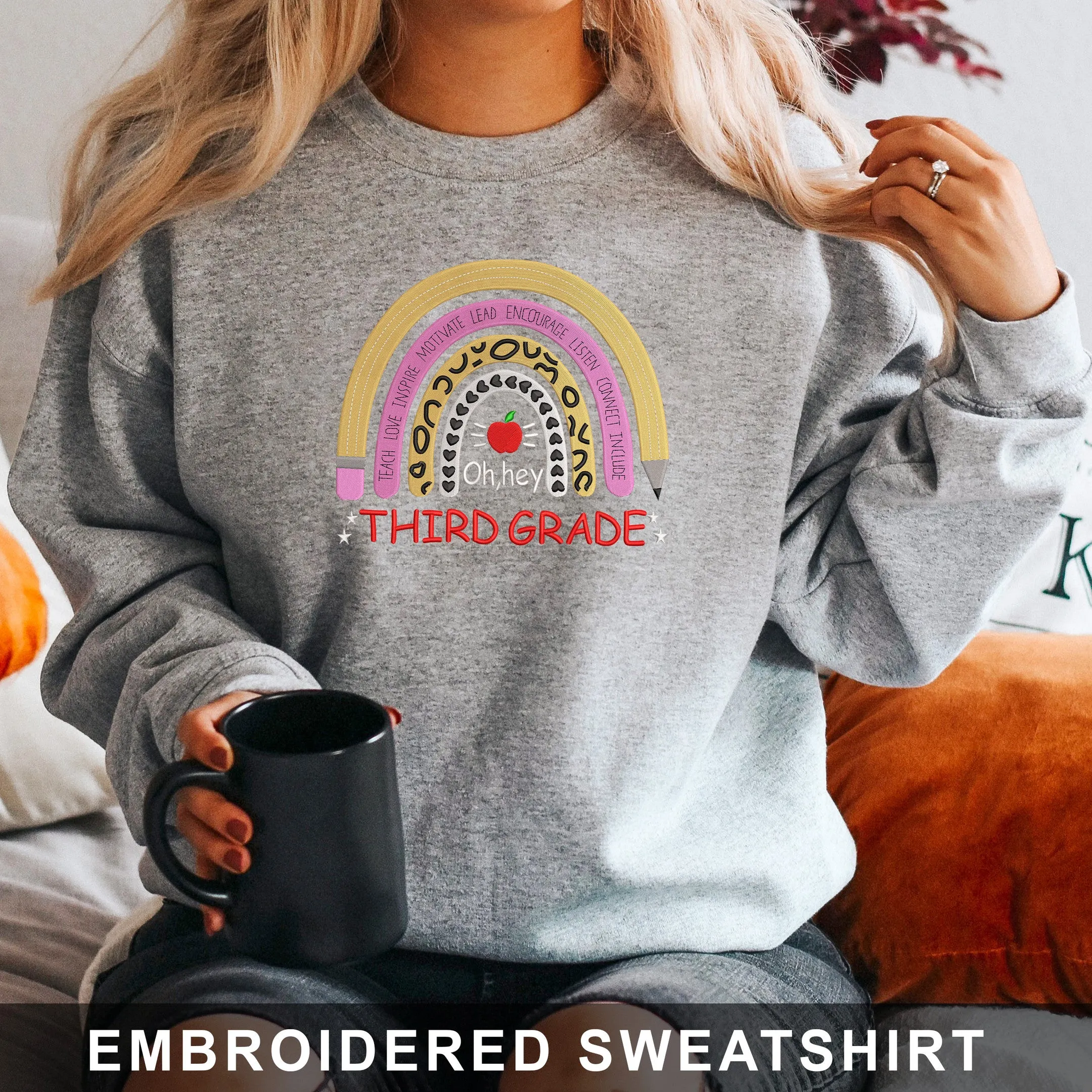 3st Grade Back To School Embroidered Hoodie, Sweatshirt
