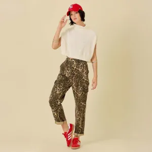 5 Pocket Leopard Denim Pants