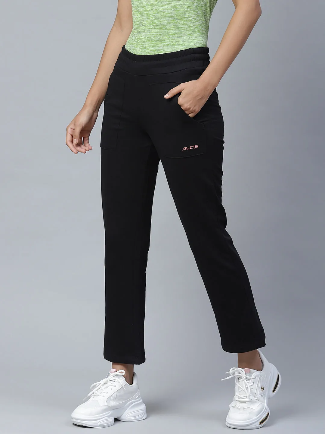 Alcis Women Black Solid Track Pants