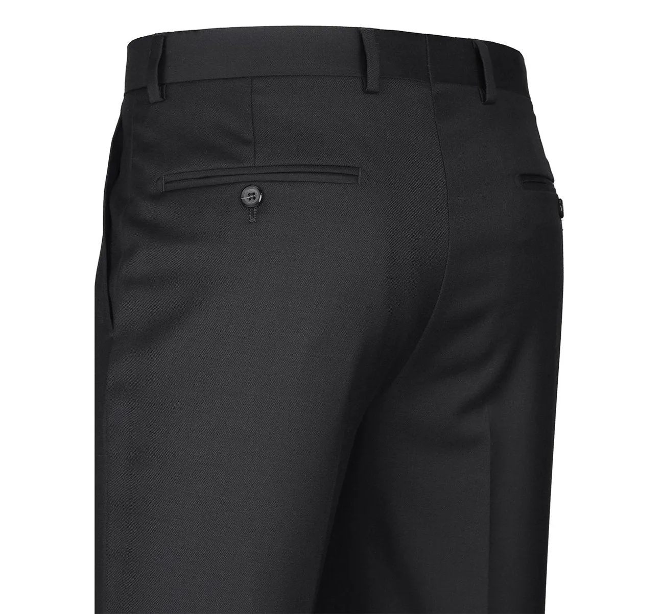 Alessandro Vitello by Renoir Black Slim Fit Flat Front Wool Suit Pant 508-1