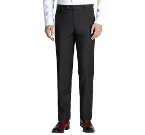 Alessandro Vitello by Renoir Black Slim Fit Flat Front Wool Suit Pant 508-1