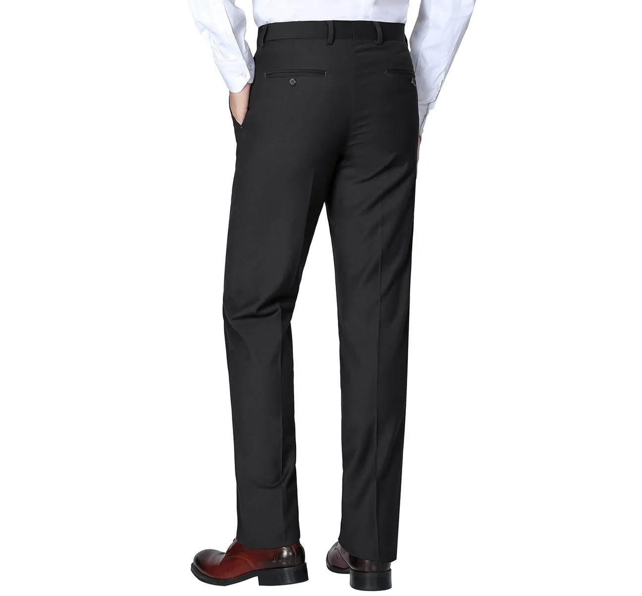 Alessandro Vitello by Renoir Black Slim Fit Flat Front Wool Suit Pant 508-1