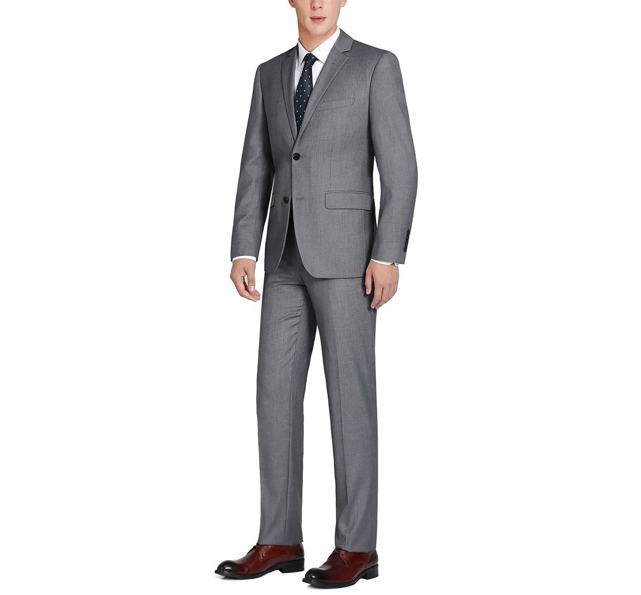 Alessandro Vitello by Renoir Dark Grey 2-Piece Classic Fit Notch Lapel Wool Suit 508-3