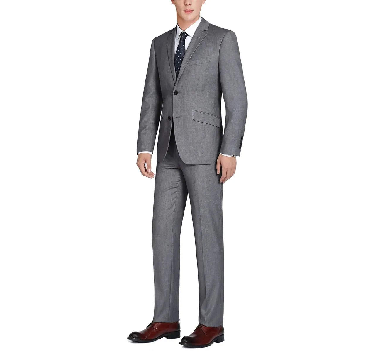 Alessandro Vitello by Renoir Dark Grey 2-Piece Classic Fit Notch Lapel Wool Suit 508-3