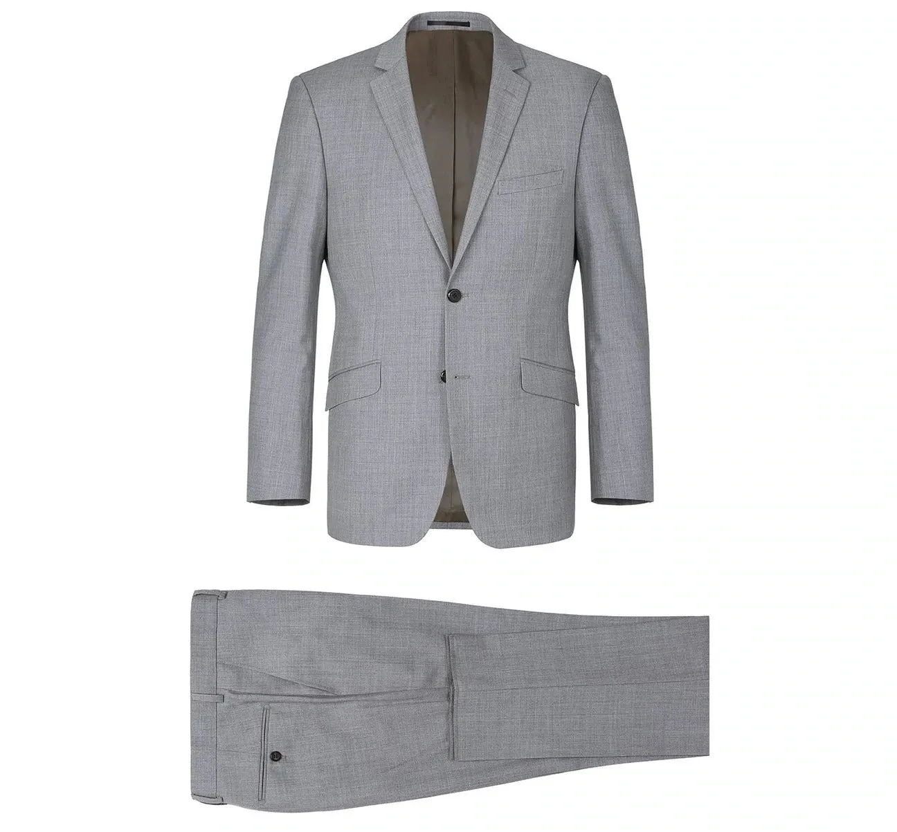 Alessandro Vitello by Renoir Grey 2-Piece Slim Fit Notch Lapel Wool Suit 508-5