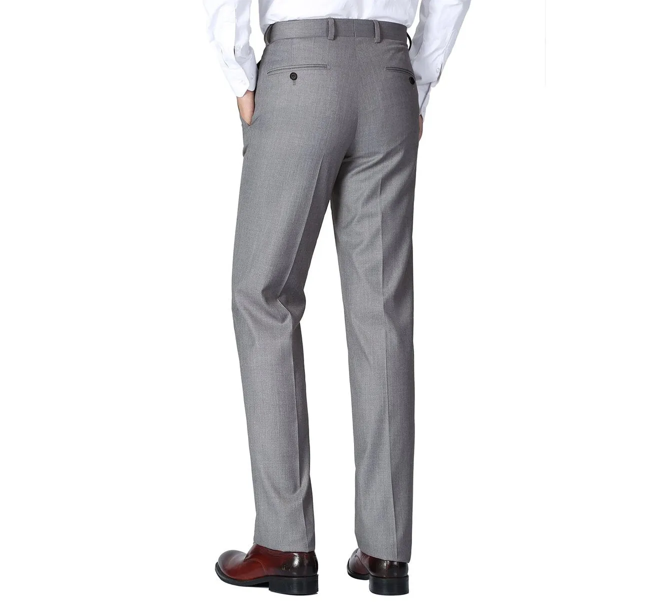 Alessandro Vitello by Renoir Grey Slim Fit Flat Front Wool Suit Pant 508-5