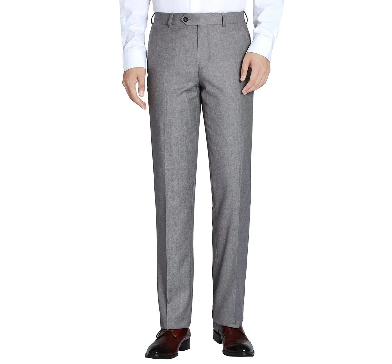 Alessandro Vitello by Renoir Grey Slim Fit Flat Front Wool Suit Pant 508-5