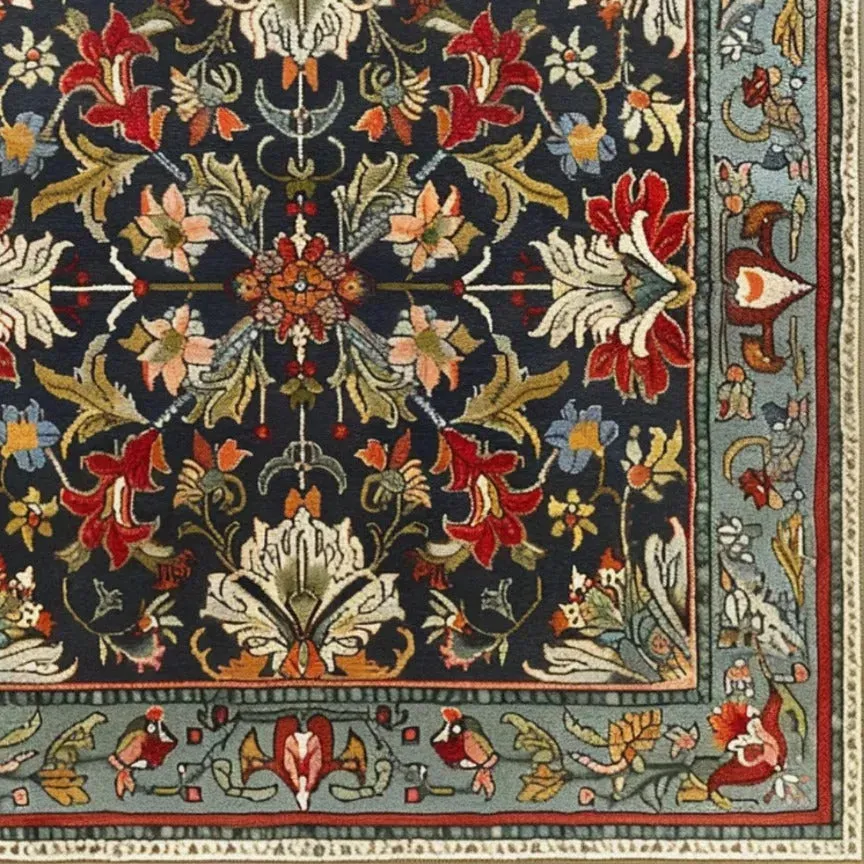 Antique Floral Tapestry Hand Tufted Rug