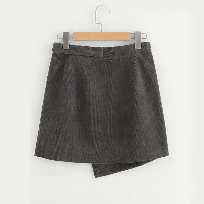 Asymmetric Corduroy Skirt