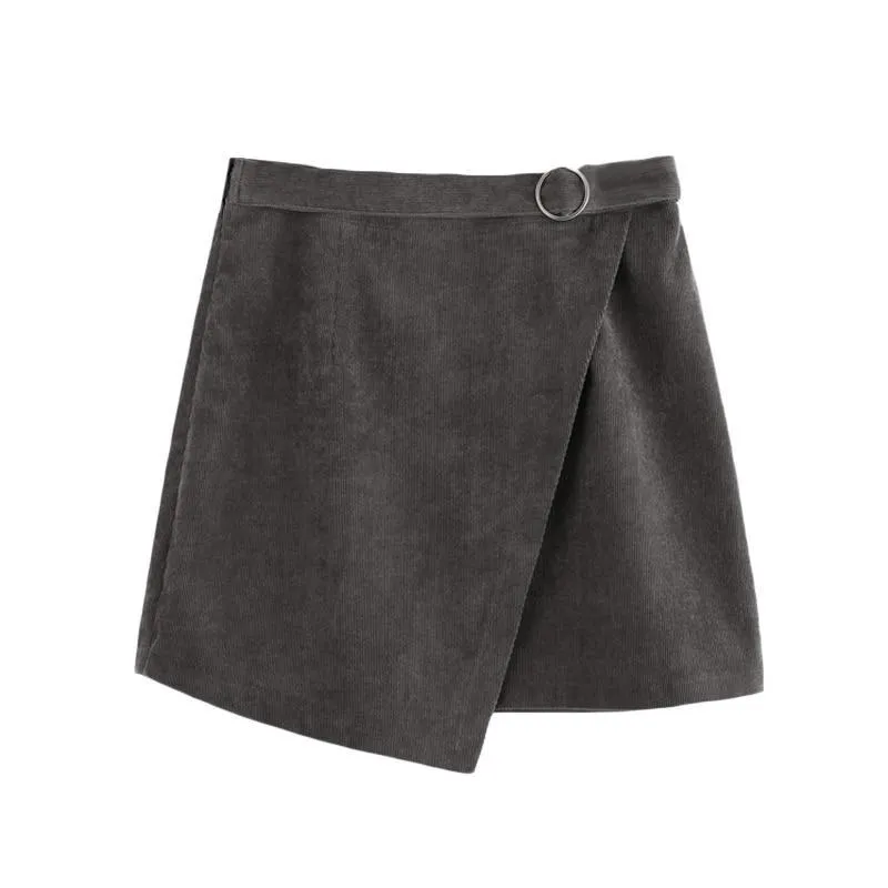 Asymmetric Corduroy Skirt