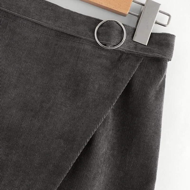 Asymmetric Corduroy Skirt