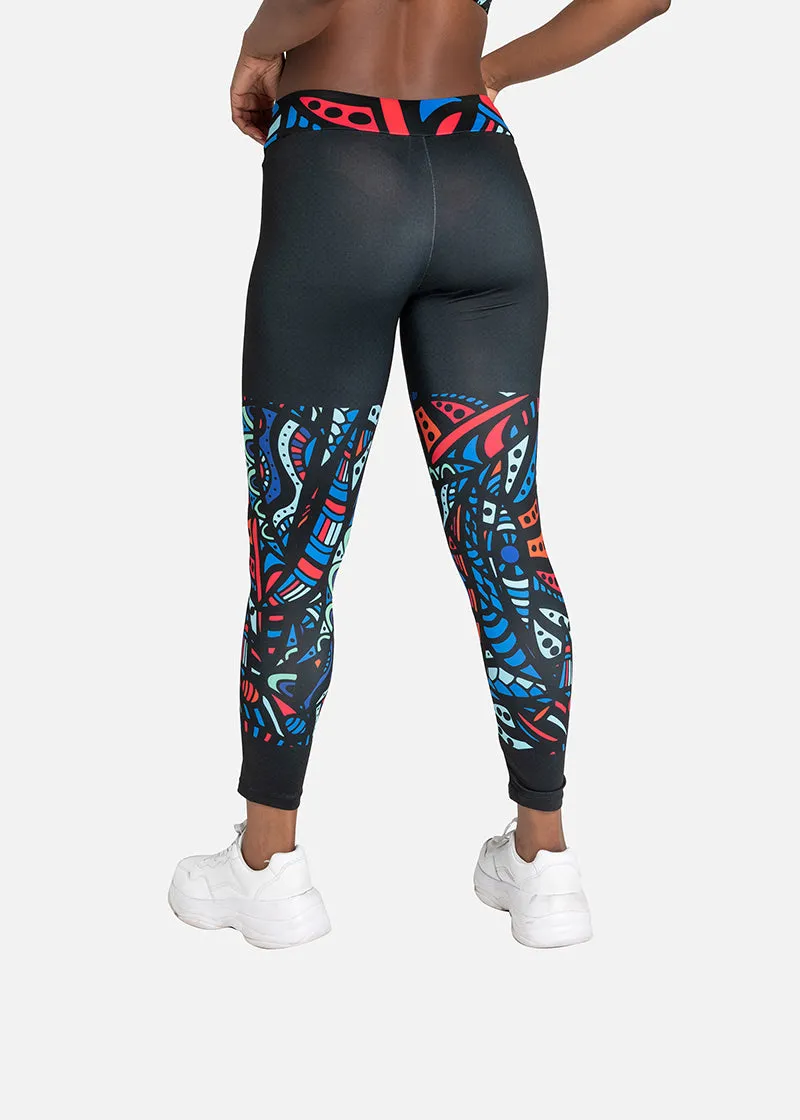 Ayana African Print Athleisure Yoga Leggings-Plus Size Available