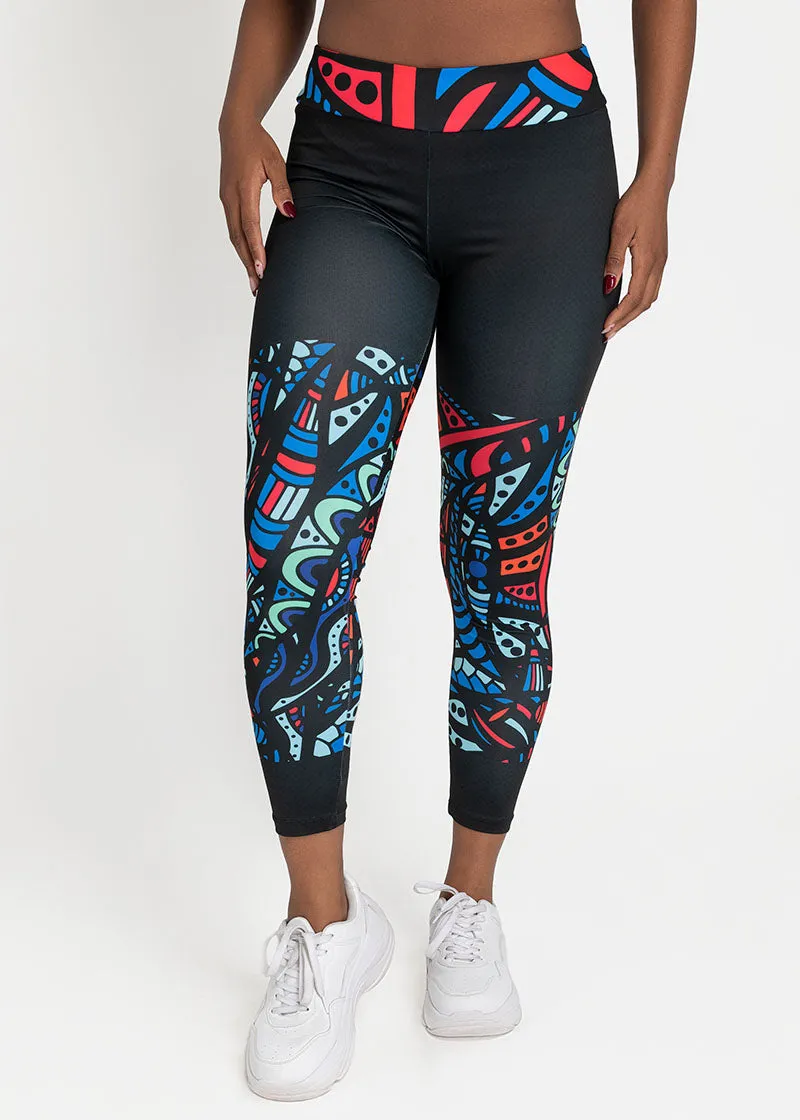 Ayana African Print Athleisure Yoga Leggings-Plus Size Available