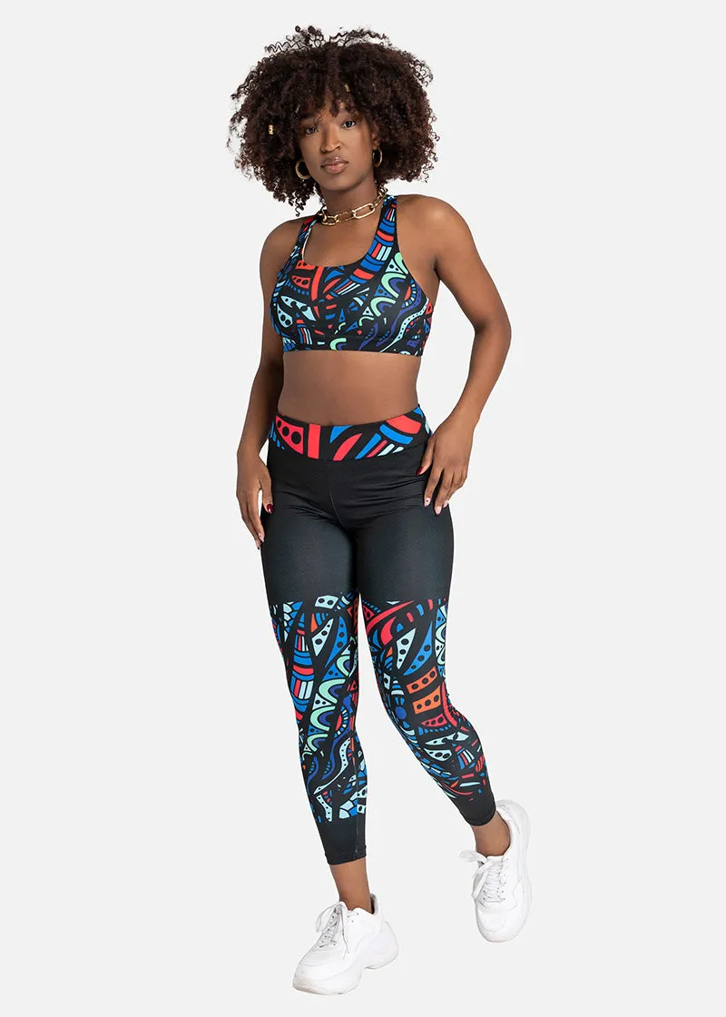 Ayana African Print Athleisure Yoga Leggings-Plus Size Available