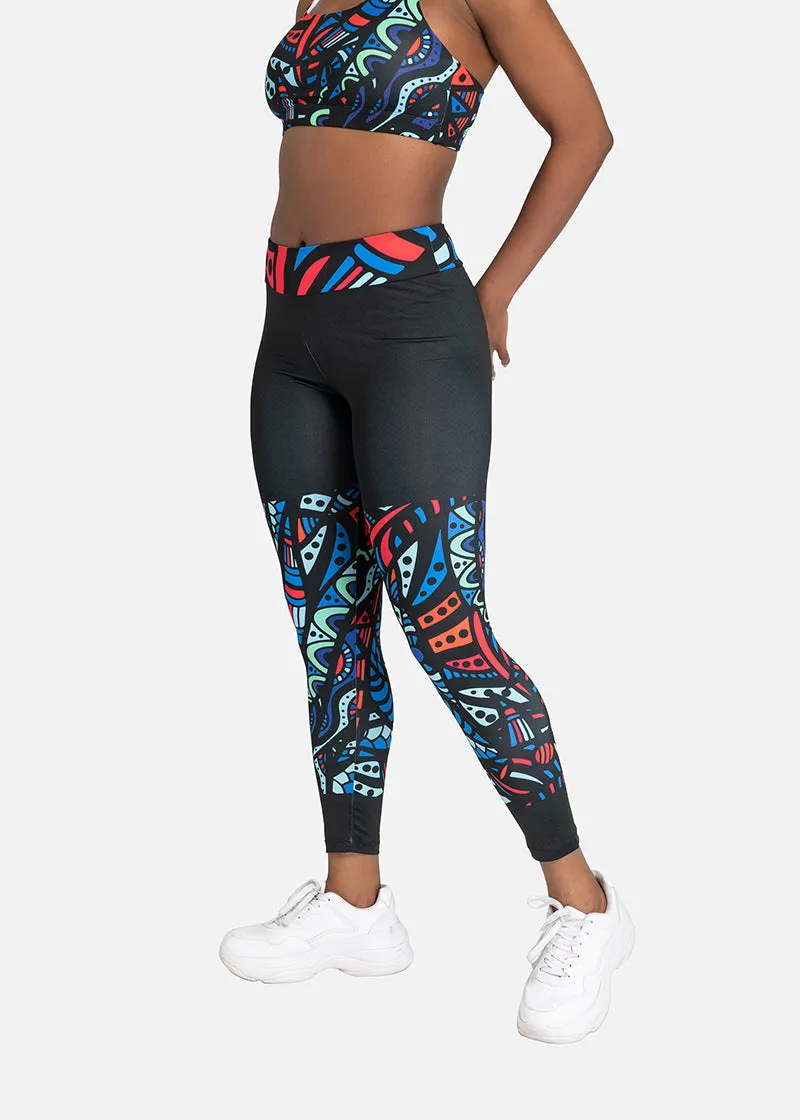 Ayana African Print Athleisure Yoga Leggings-Plus Size Available