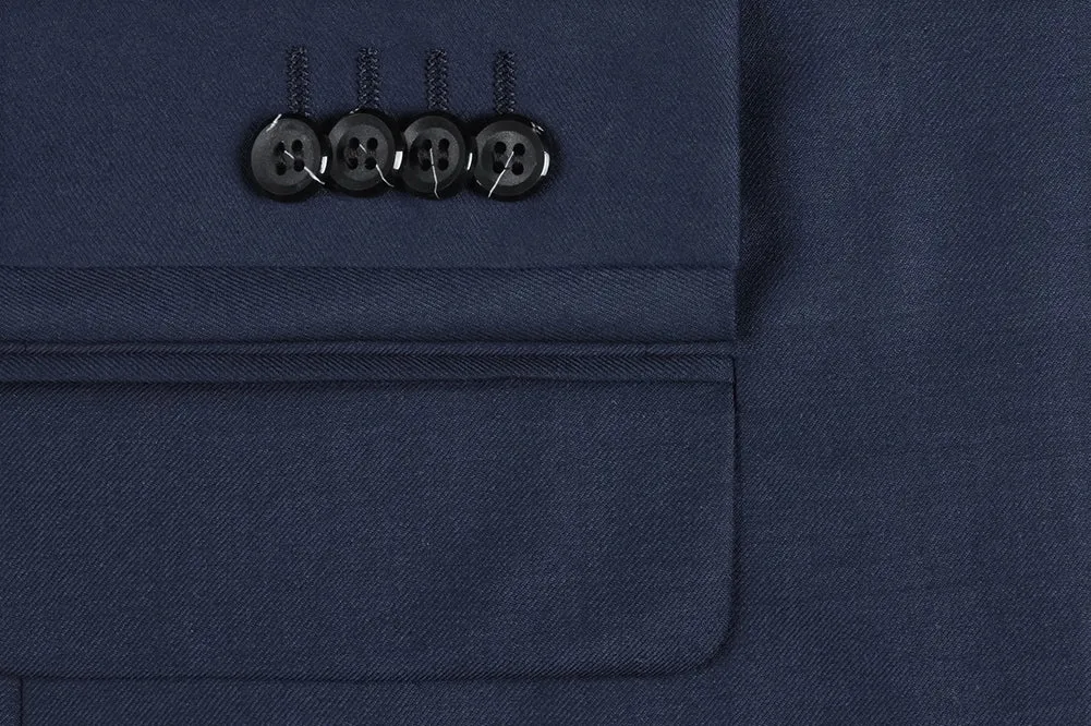Bevagna Collection - Blue 100% Virgin Wool Regular Fit Pick Stitched 2 Piece Suit