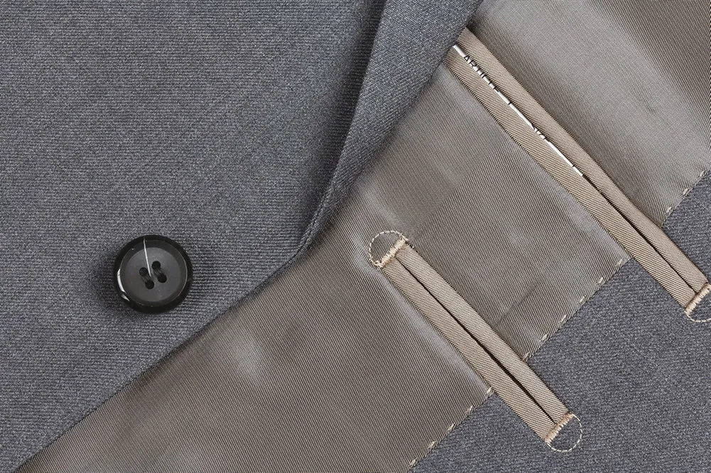 Bevagna Collection - Gray 100% Virgin Wool Regular Fit Pick Stitched 2 Piece Suit