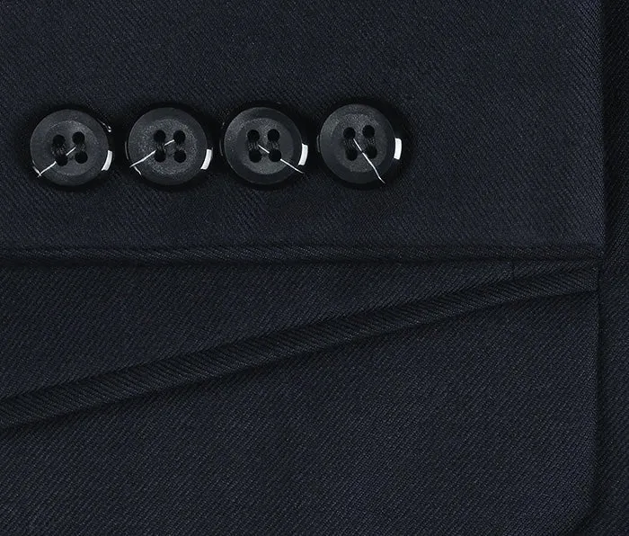 Bevagna Collection - Navy 100% Virgin Wool Regular Fit Pick Stitched 2 Piece Suit