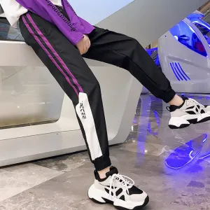 Black and purple Side Striped Sweatpants