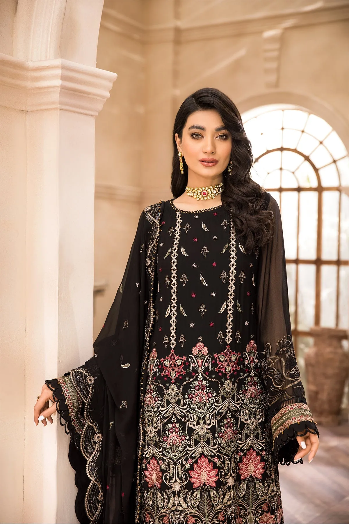 Black Salwar Kameez with Intricate Embroidery #PF444