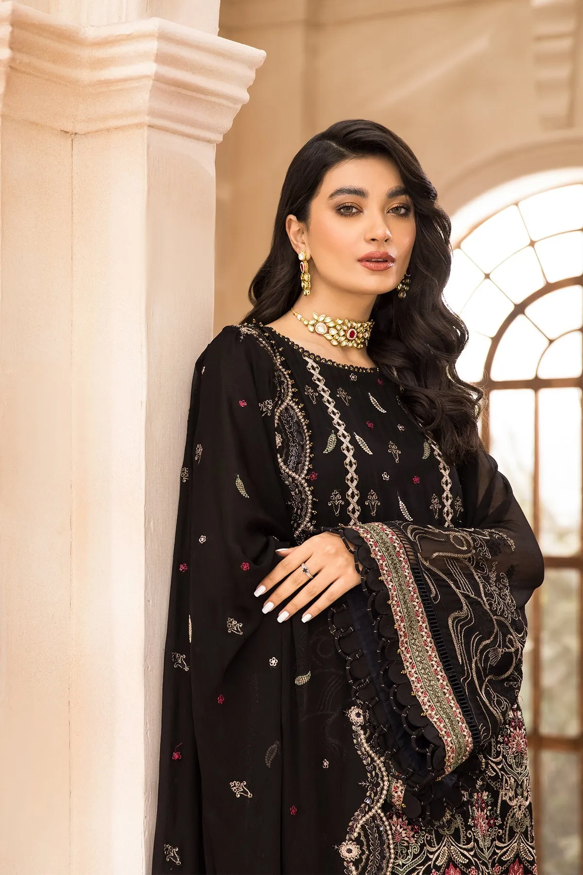 Black Salwar Kameez with Intricate Embroidery #PF444