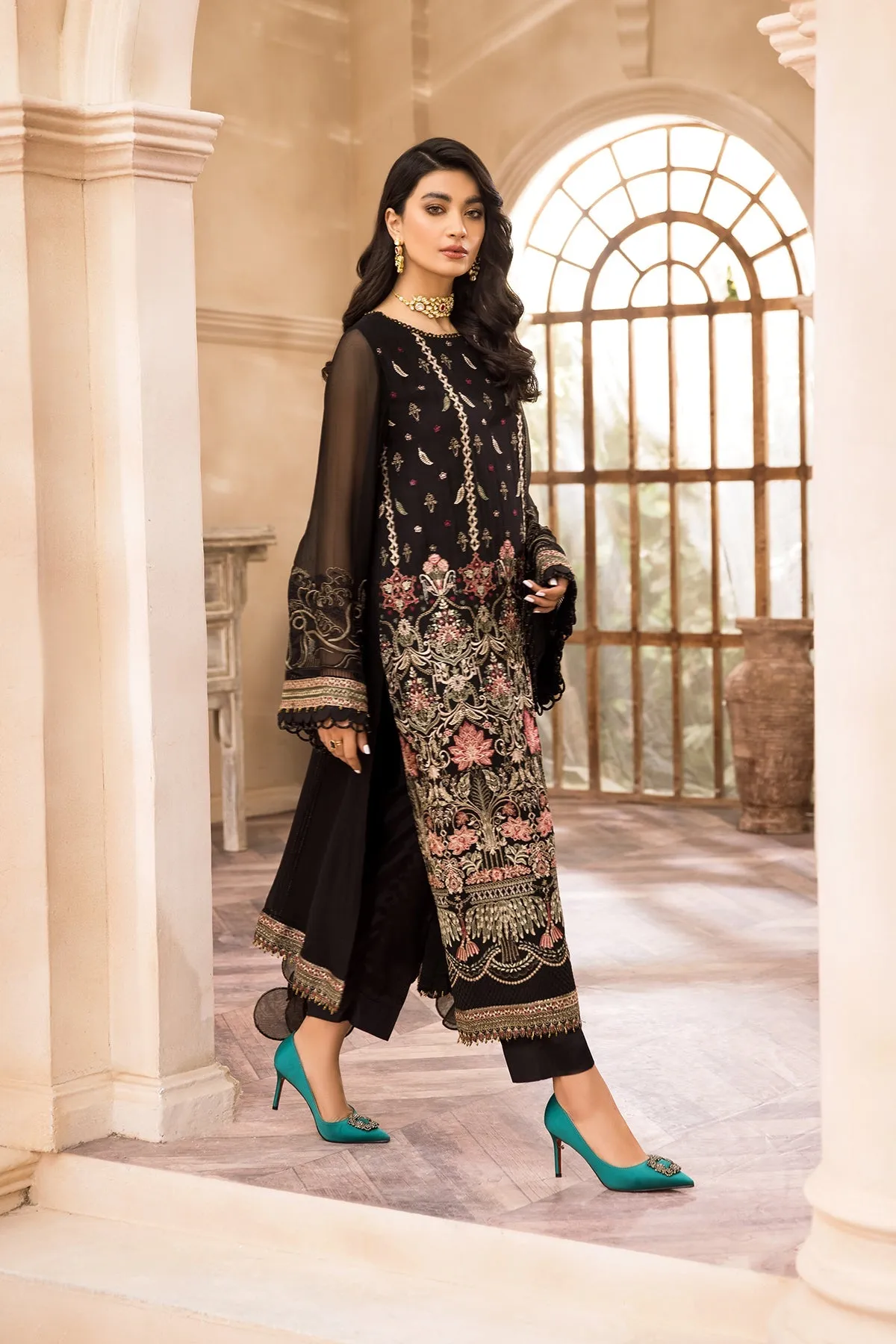 Black Salwar Kameez with Intricate Embroidery #PF444
