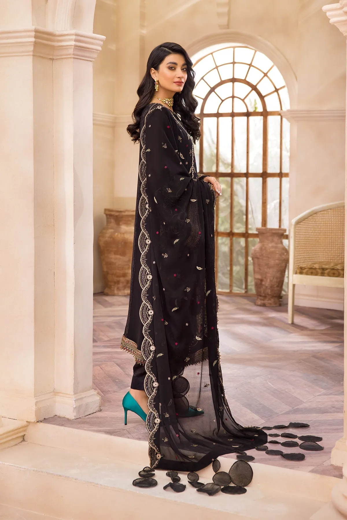 Black Salwar Kameez with Intricate Embroidery #PF444