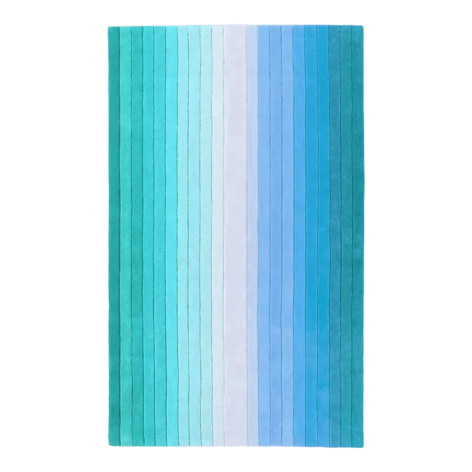 Blue and Green Ombre Stripe Hand Tufted Wool Rug
