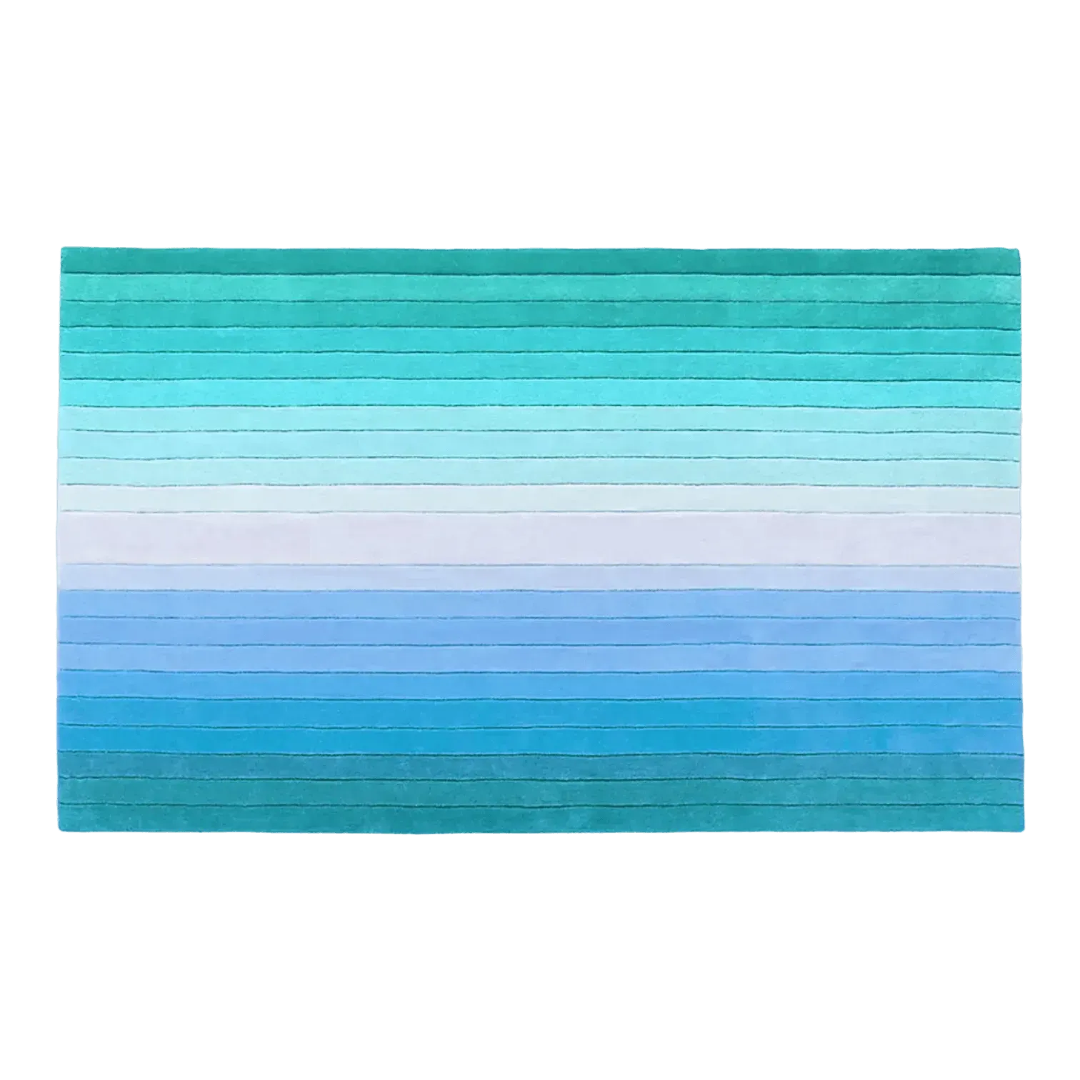 Blue and Green Ombre Stripe Hand Tufted Wool Rug