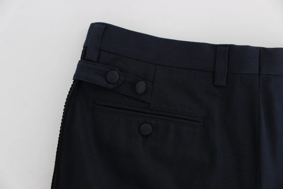 Blue Cotton Black Torero Slim Pants