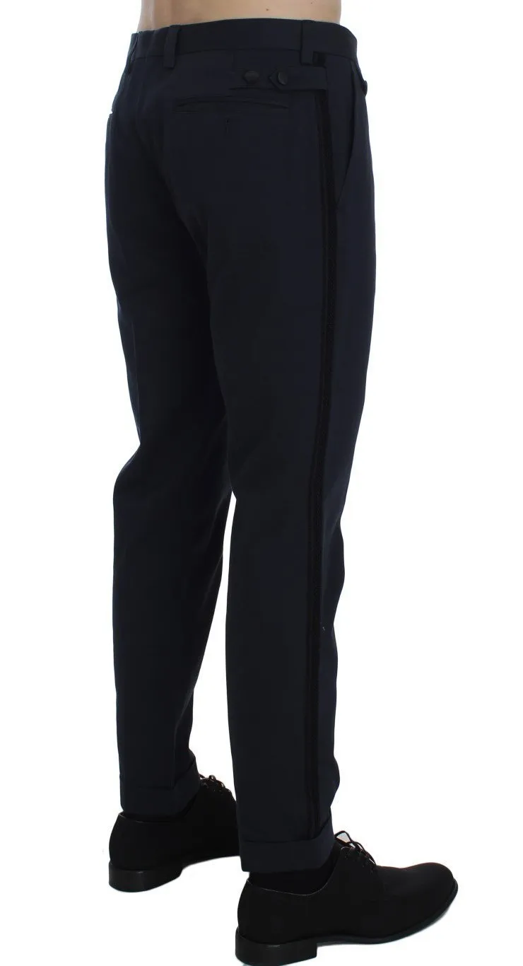 Blue Cotton Black Torero Slim Pants