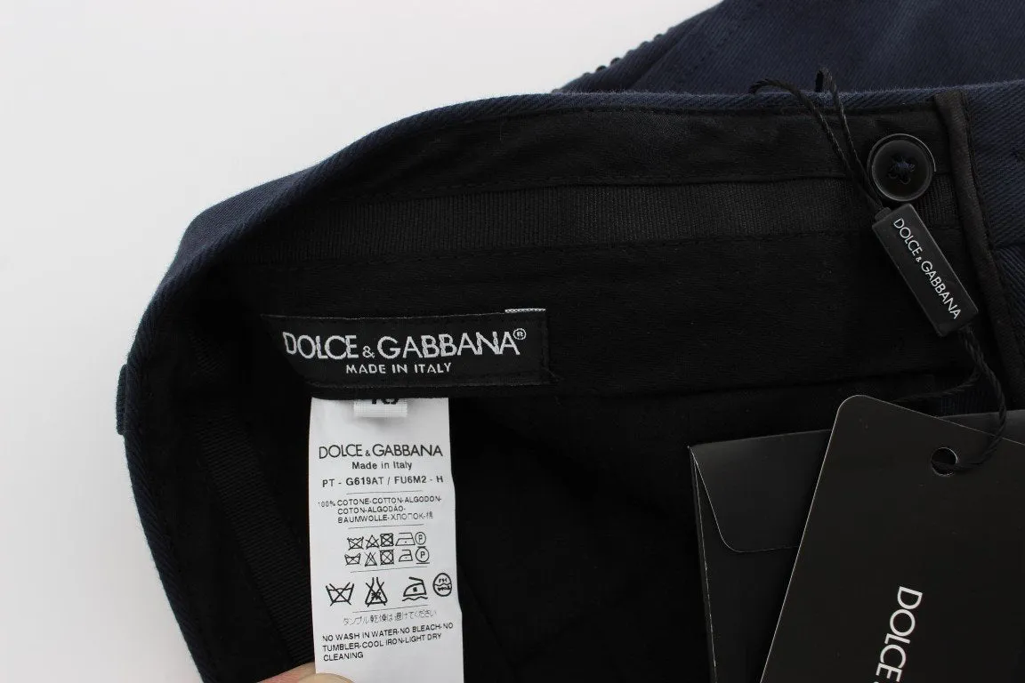 Blue Cotton Black Torero Slim Pants
