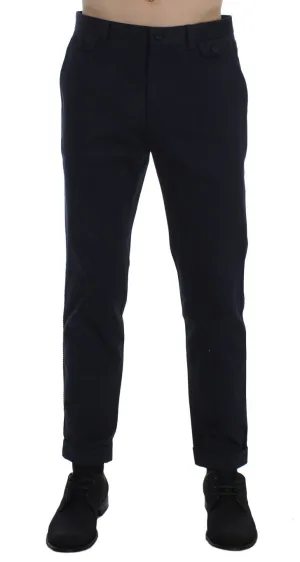 Blue Cotton Black Torero Slim Pants