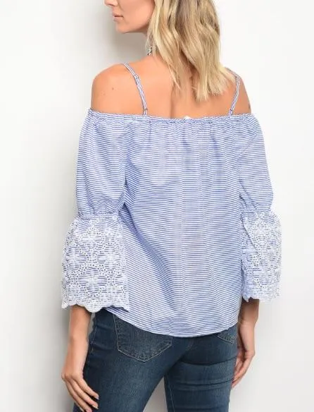 Blue Lace off the Shoulder Top