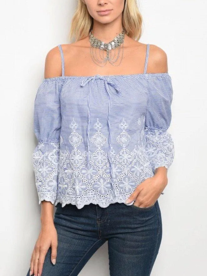 Blue Lace off the Shoulder Top