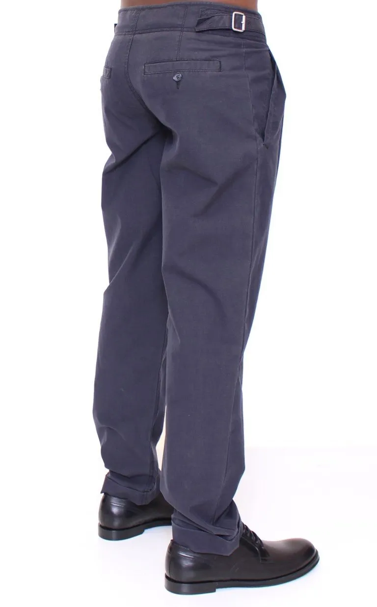 Blue Regular Fit Cotton Casual Pants