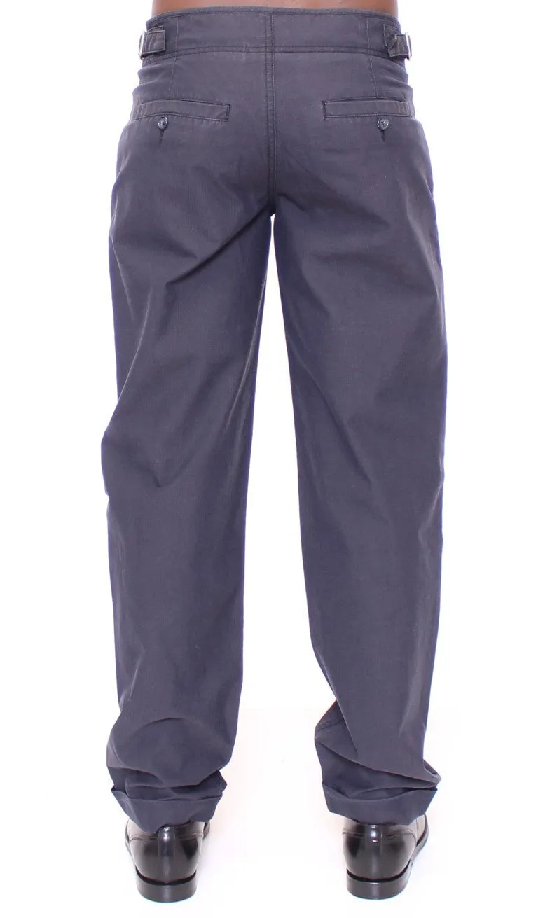 Blue Regular Fit Cotton Casual Pants