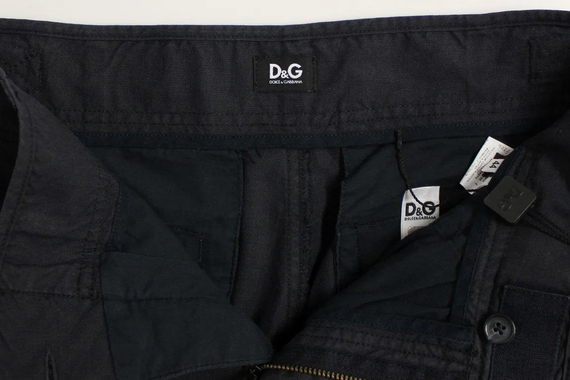 Blue Regular Fit Cotton Casual Pants