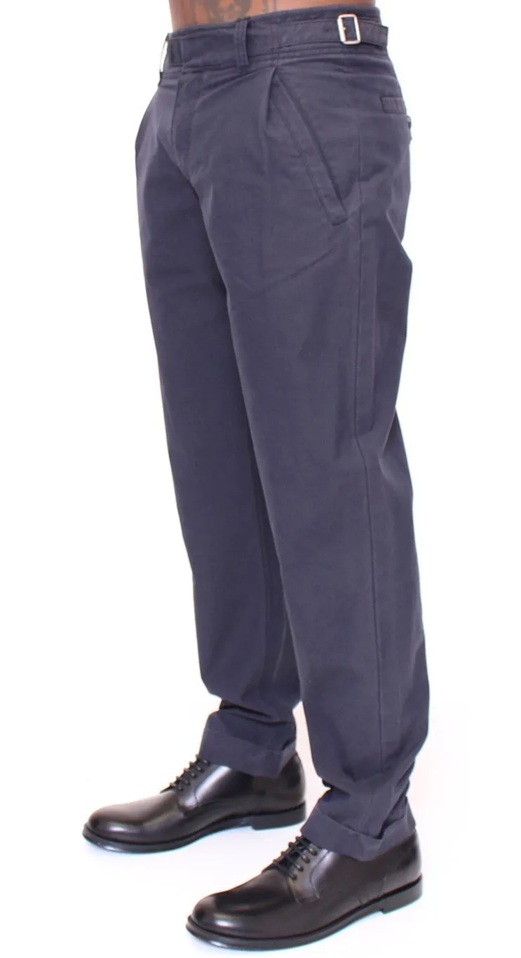 Blue Regular Fit Cotton Casual Pants