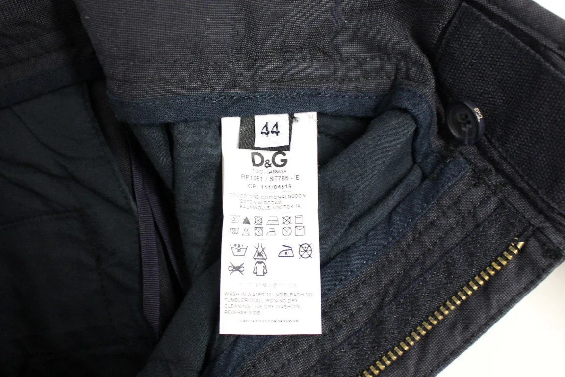 Blue Regular Fit Cotton Casual Pants
