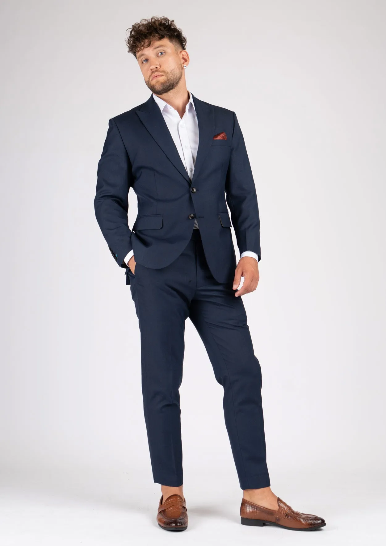 Bryant Navy Sharkskin Suit