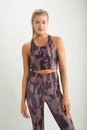 Camo Foil Brown Sports Bra