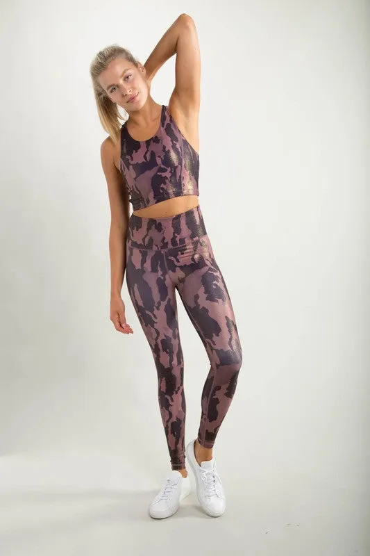 Camo Foil Brown Sports Bra