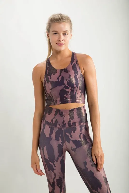 Camo Foil Brown Sports Bra