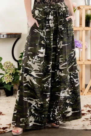 Camo Paint Splatter Wide Leg Bluevelvet Pants 11/22/24 9348