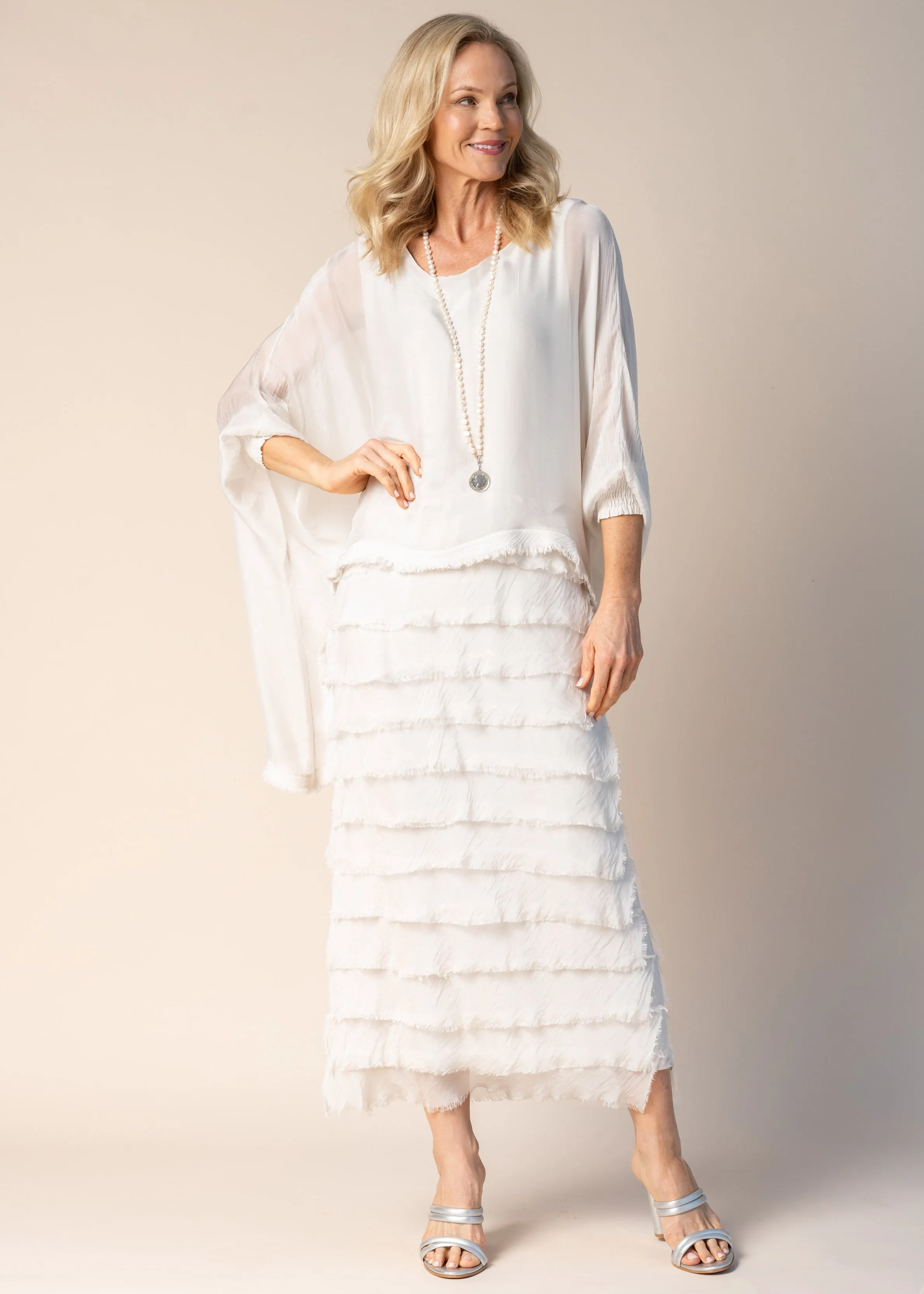 Candie Silk Dress in Latte